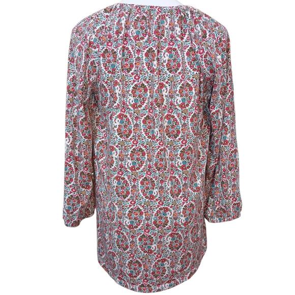 LANDS' END Stretchy Peasant Top Blouse Small Floral Tie Cottage Boho Work Travel - Picture 3 of 10